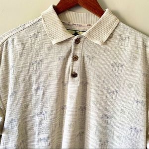 Tommy Bahama 72% silk palm tree polo shirt